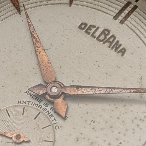 1950年代 スイス DELBANA 紳士用腕時計 15石機械式 金張りケース 動作良好